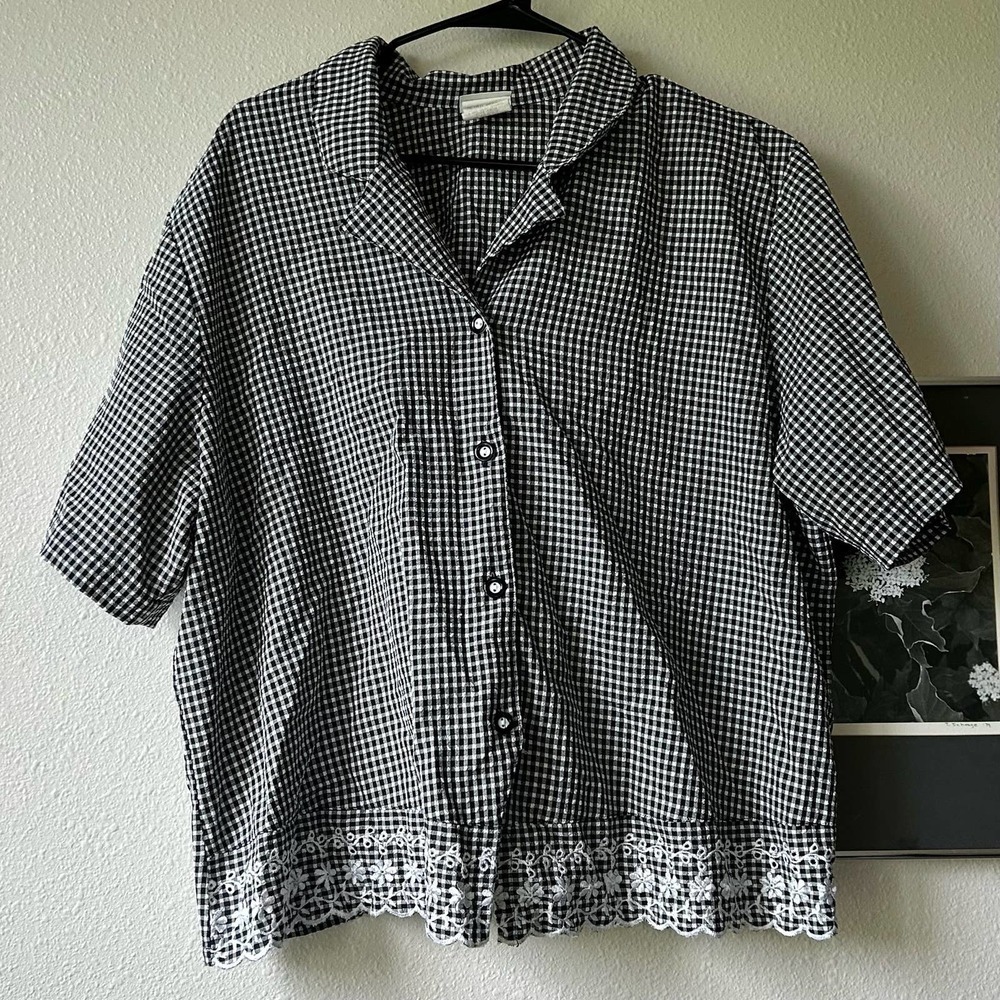 Koret Black and White Gingham Button Down Shirt